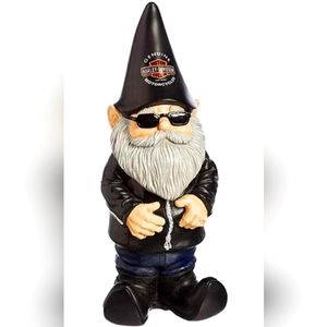 HARLEY DAVIDSON Biker Gnome  Motorcycle 4.5X3.5X11 Leather Man Cave Decor Dad